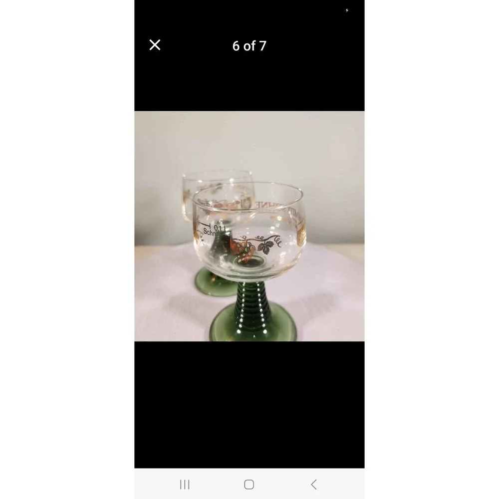 Vintage Set Of 2 Schmitt Sohne Green Beehive Stem German Wine Glasses